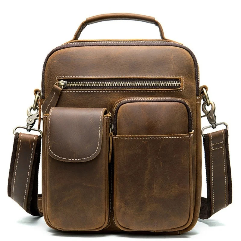 Business Handbags Shoulder Bag Crossbody Bag Male Totes Purse IPad Briefcase Man Bag Genuine Leather Messenger Bags For Men