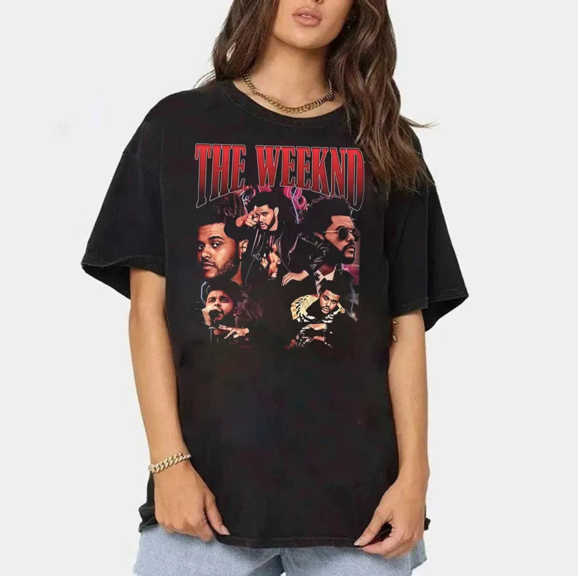 

Vintage Singer The Weeknd Dawn FM Graphic Print T-shirts Men Women Fashion Brand Street Tshirt Summer Male Pure Cotton T Shirt