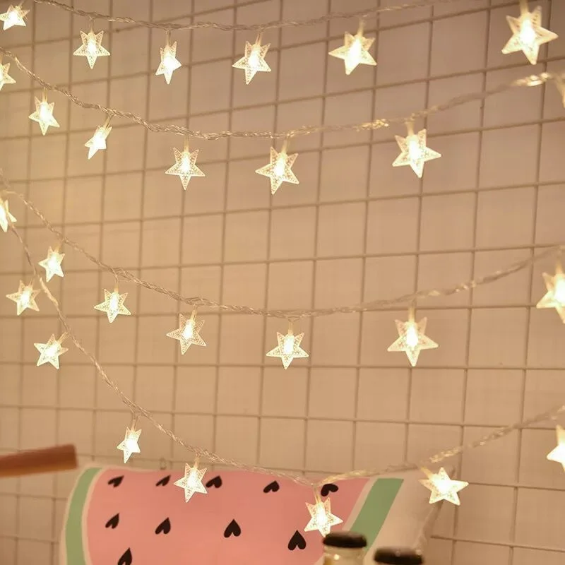 

LED Star String Lights Garland Curtain String Fairy Lamps Decor USB/Battery Powered Wedding Party Christmas Decorations for Home