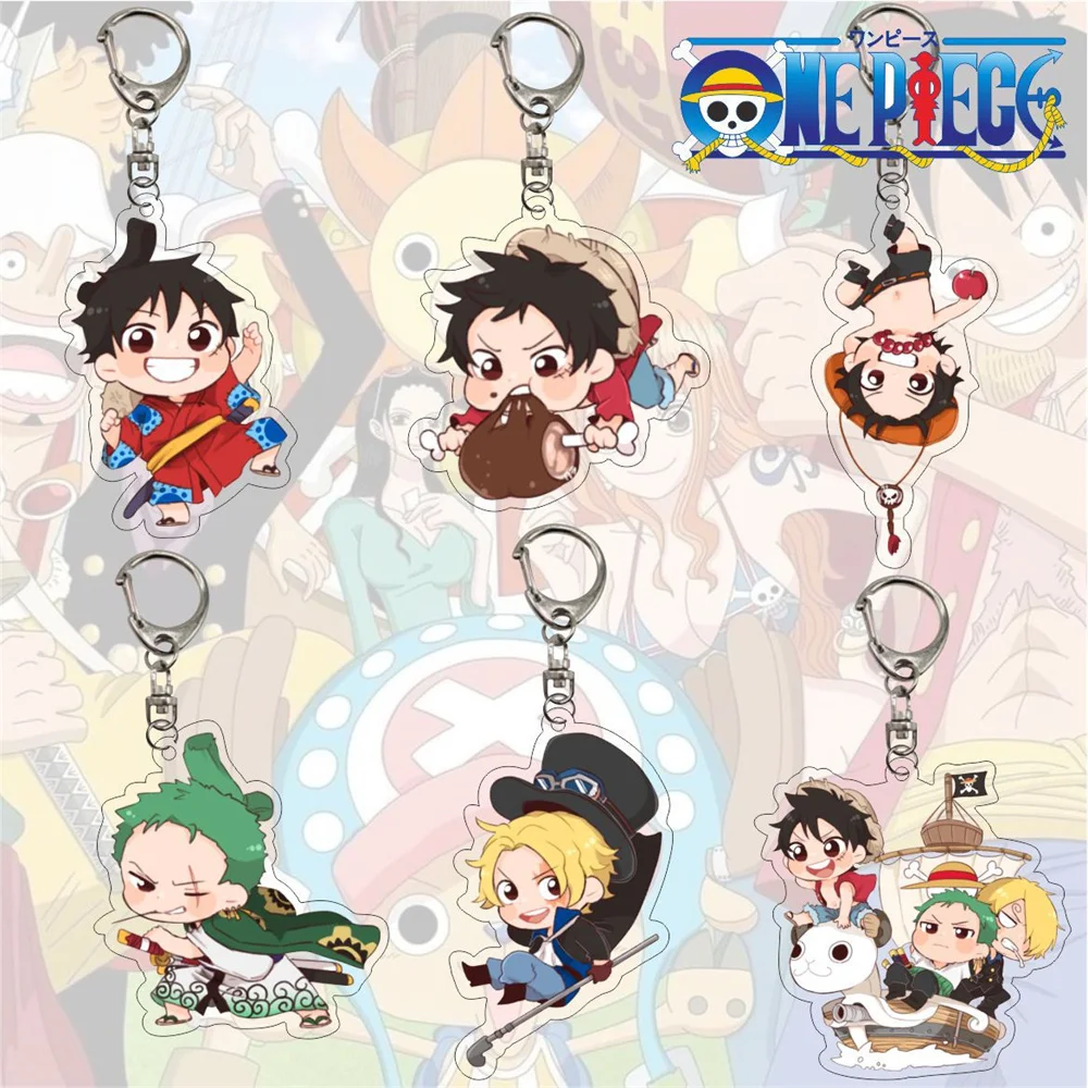 

Anime One Piece Luffy Zoro Keychain Acrylic Pendant Key Chain Ace Law Metal Trinket Gifts