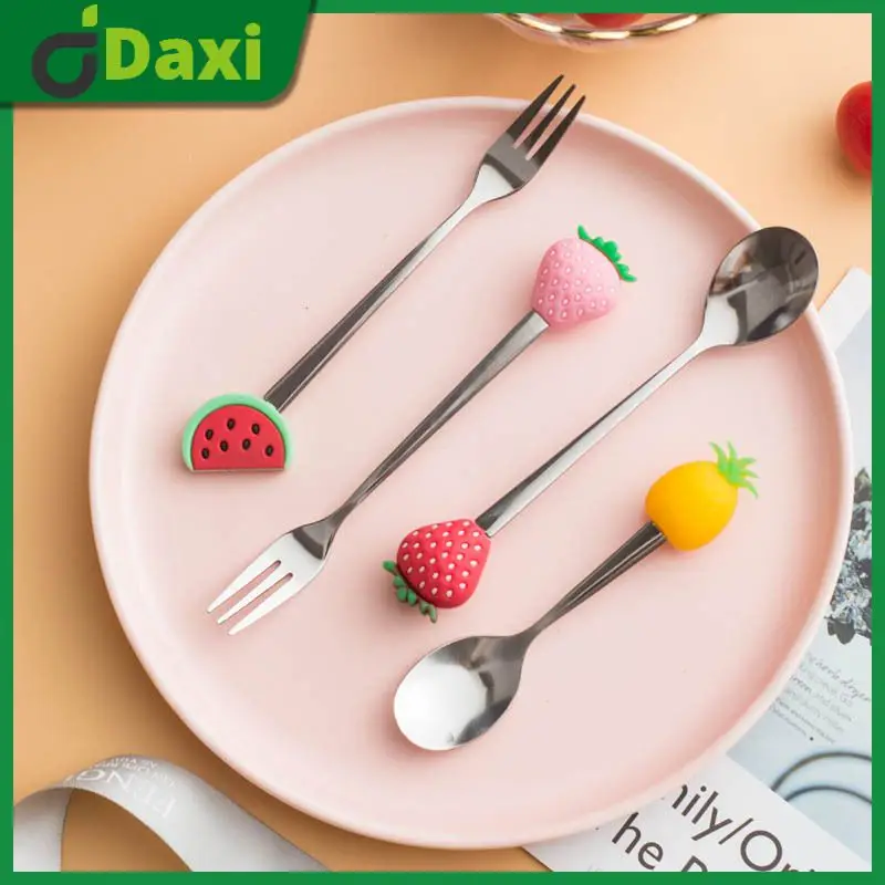 

Cafeteria Stainless Steel Fruit Forks Kitchen Tableware Dessert Fork For Restaurant Home Party Lovely Fruit Fork Kitchen Tool