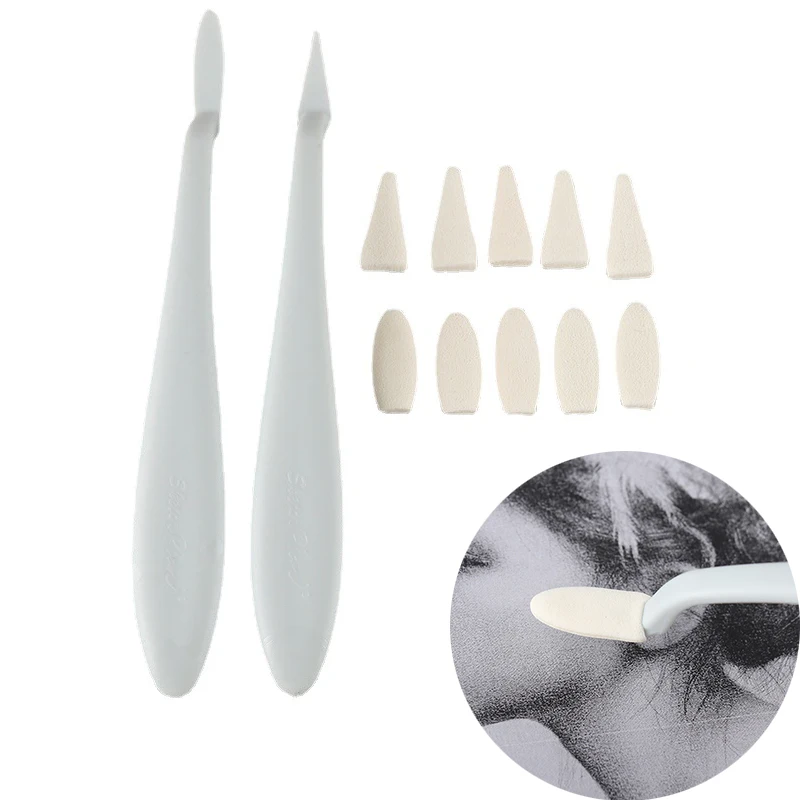 

12Pcs/Set Art Sketch Wipe Knife Washable Sponge Wiper Highlight Artist Drawing