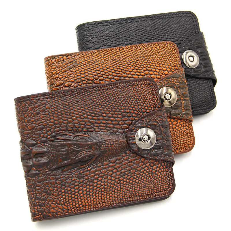

Mens Wallet Leather Genuine Short Purse Billetera Hombre Men Wallets Vintage Style Cartera Hombre Crocodile