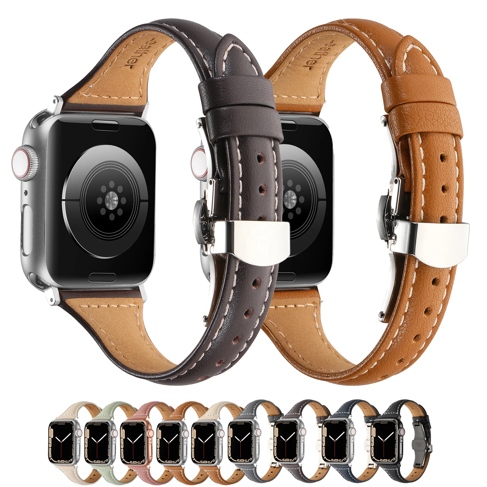 

Leather Strap For Apple watch ultra band 45mm 41mm 44mm 40mm 42mm 38mm 49mm bracelet correa watchband iWatch series 8 7 SE 6 5 4