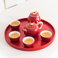 chinese tea gift set service porcelain tea pot cups tray for bridegroom and bride tea ceremony wedding party souvenir supply
