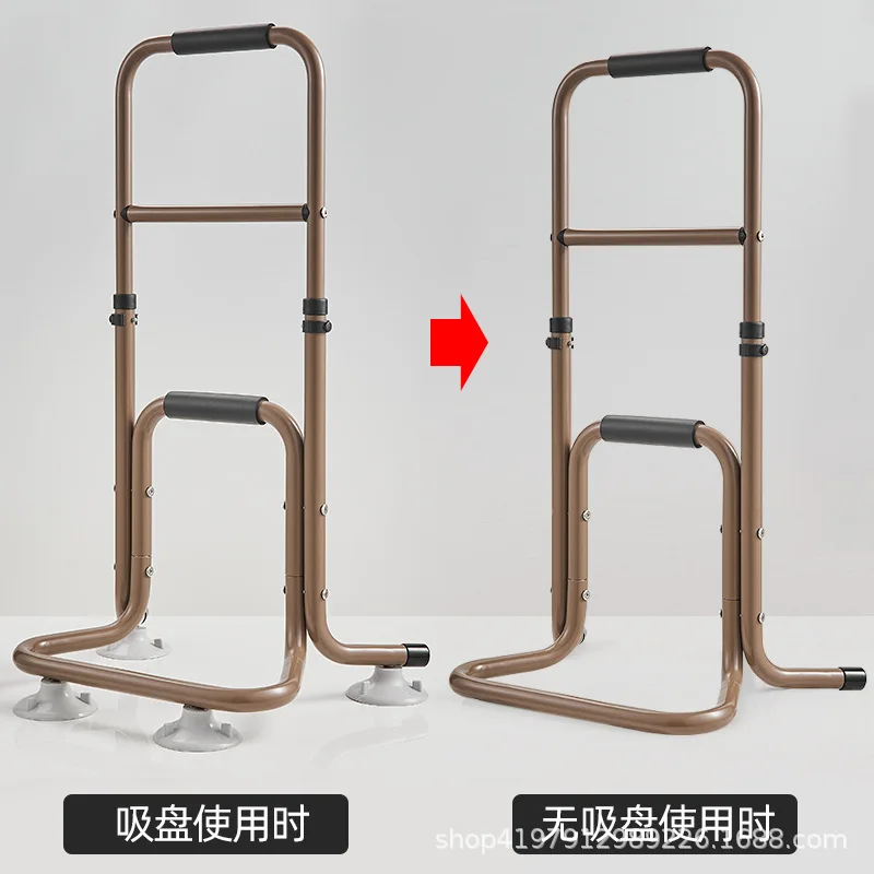 

Non perforated suction cup bedside handrail