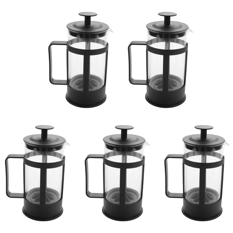 5X French Press Coffee & Tea Maker 12Oz, Thickened Borosilicate Glass Coffee Press Rust-Free And Dishwasher Safe