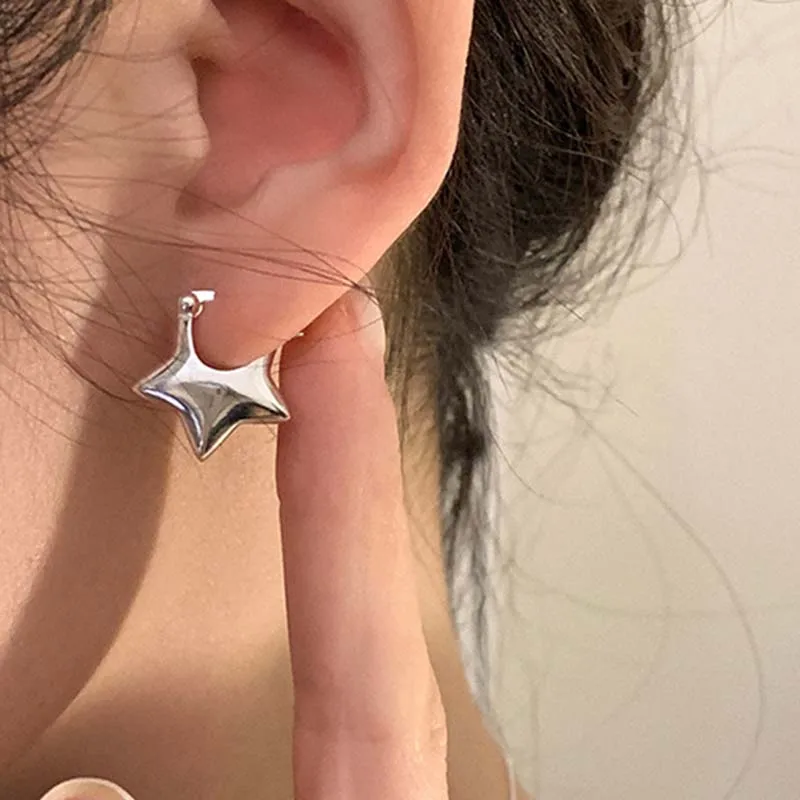 

Trendy Star Stud Earrings for Women Silver Color Design Copper Earring Minimalist Jewelry Female Party Accessories Girls Gifts