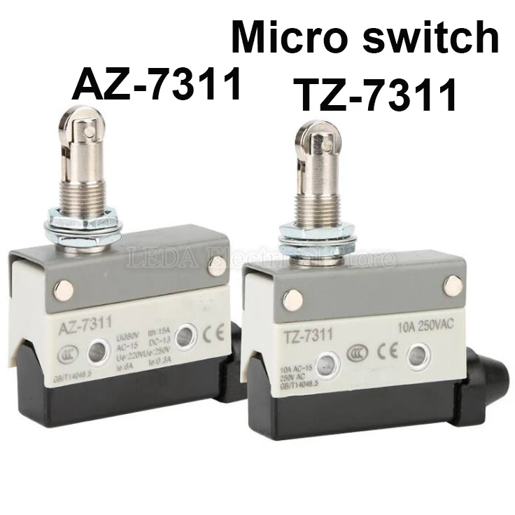 

1Pcs AZ-7311/TZ-7311 10A 250VAC 15A 380VAC Microswitch Small Dust Proof Travel Micro Switch Vertical With Roller
