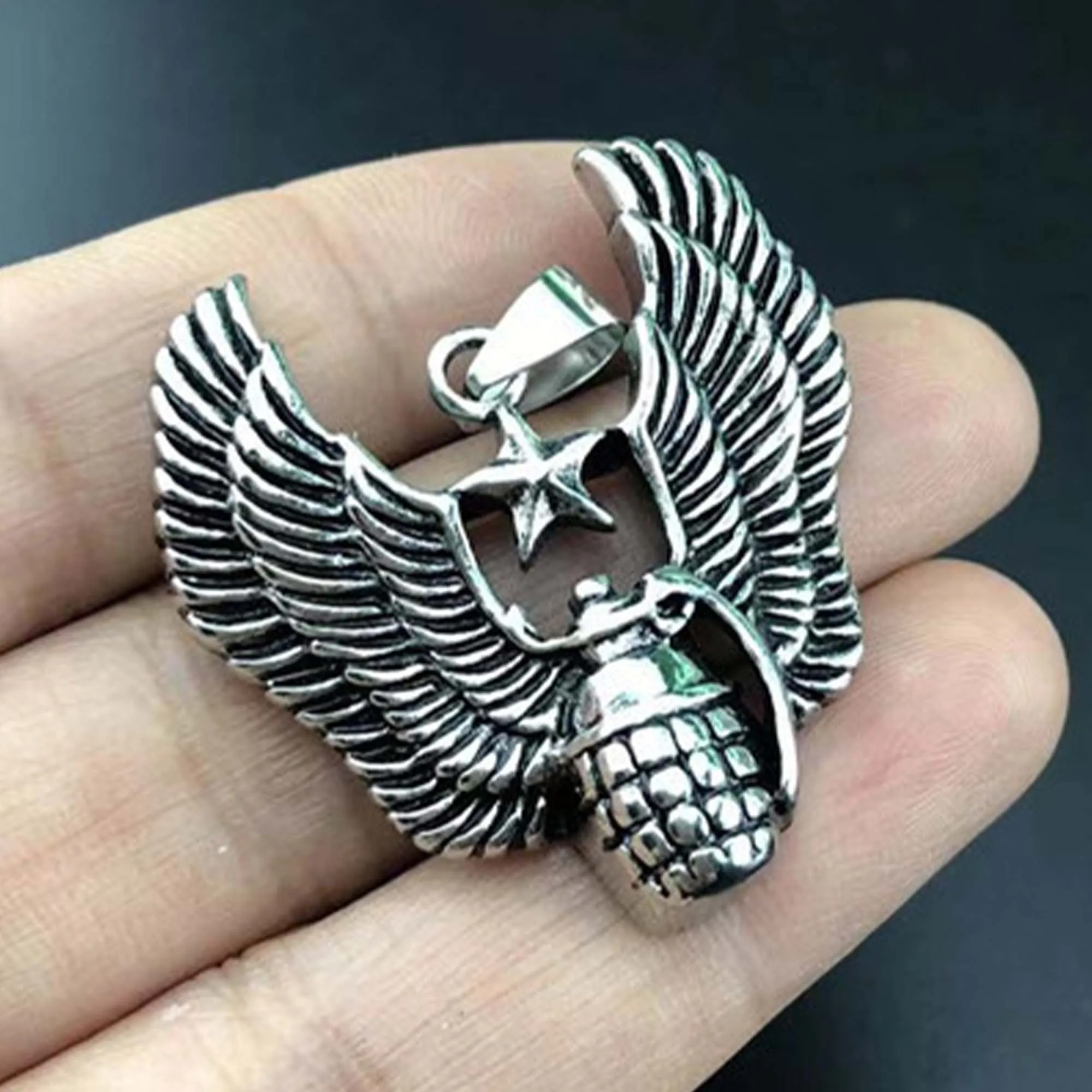 1PCS-10PCS/Lot 37x36mm Silver Hip Hop Mine Wings Pendant DIY Men and Women Necklace Bracelet Keychain Jewelry Charm Accessories