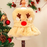 puppy clothes christmas elk sweater warm plush skirt autumn winter cat coat holiday clothes small dog dress chihuahua yorkshire