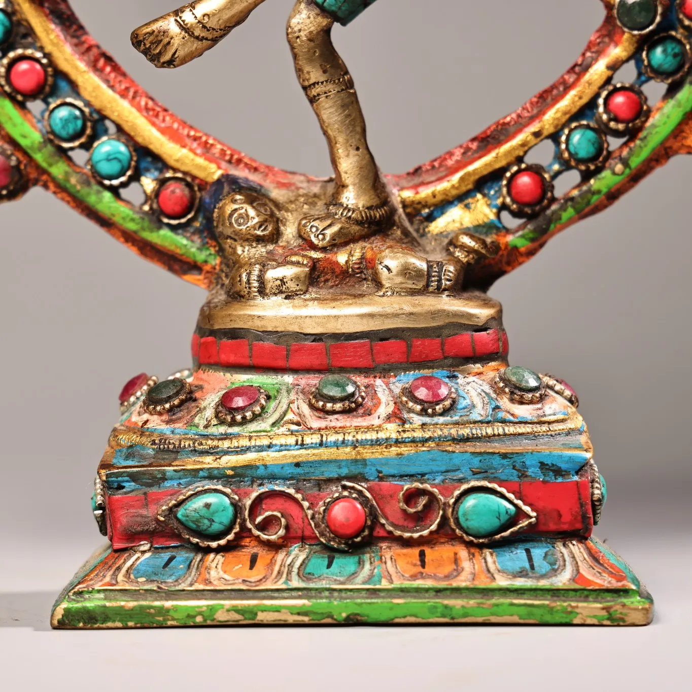 9-дюймовая коллекция тибетского храма старая бронза окрашенная контур в золоте