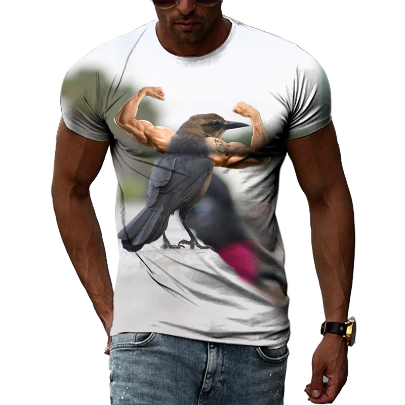 Men Women Funny Animals Bird Dog Bear Hamster Donkey Printed T Shirt Clothes Summer Boy Girl Kids Kawaii Streetwear T-shirt Tops