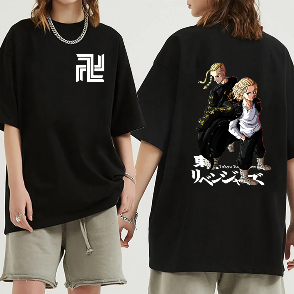 

Draken Manjiro Mikey Sano Loose Hip Hop cotton T-shirt Anime Tokyo Revengers Print Tee Men and Women streetwear for SummerUnisex