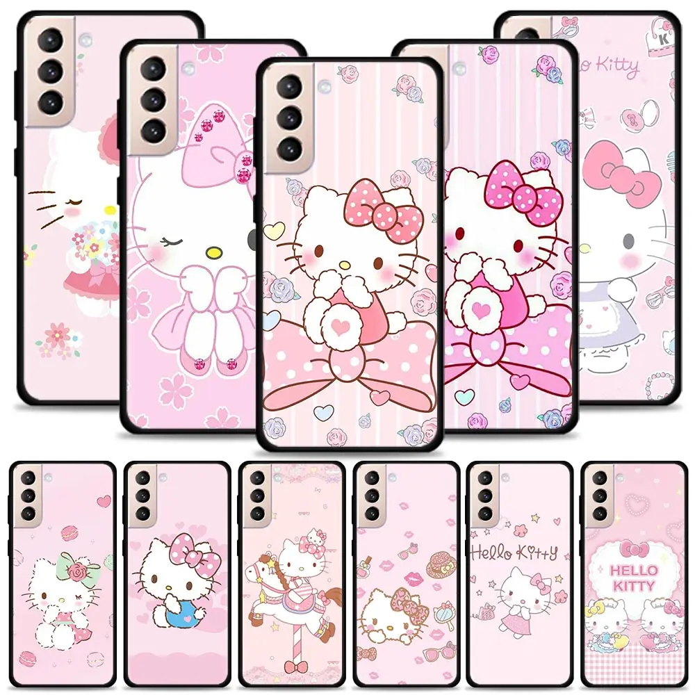 

Case For Samsung Galaxy S22 S21 S20 Ultra FE S10 S9 S8 Plus S10e Note 20Ultra 10Plus Cover Hello Kitty Beautiful Bow Carousel