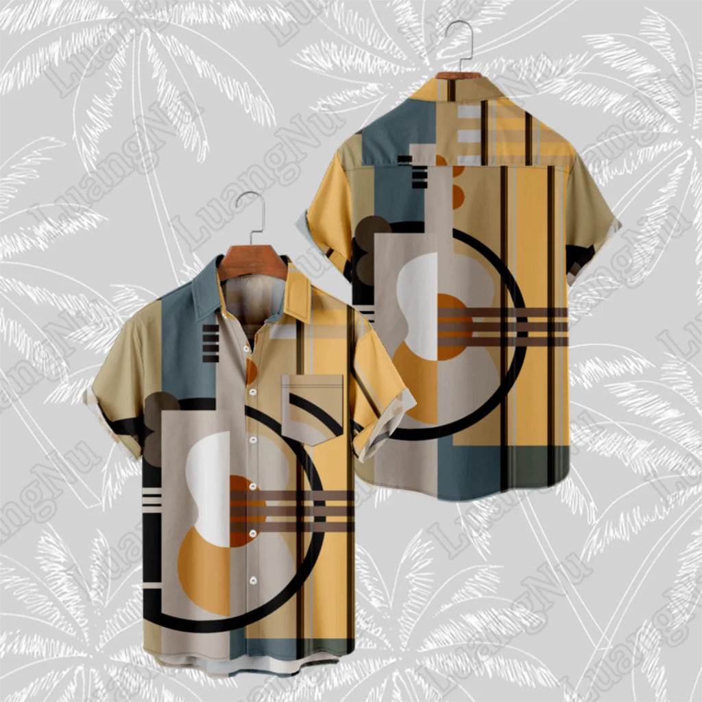 Рубашка мужская оверсайз с коротким рукавом, Гавайская Повседневная, с принтом, в стиле оверсайз, лето 2023