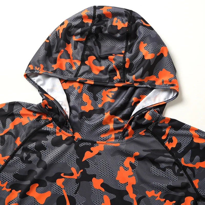 Камуфляжная рыболовная футболка с маской для лица летняя из вискозы длинным