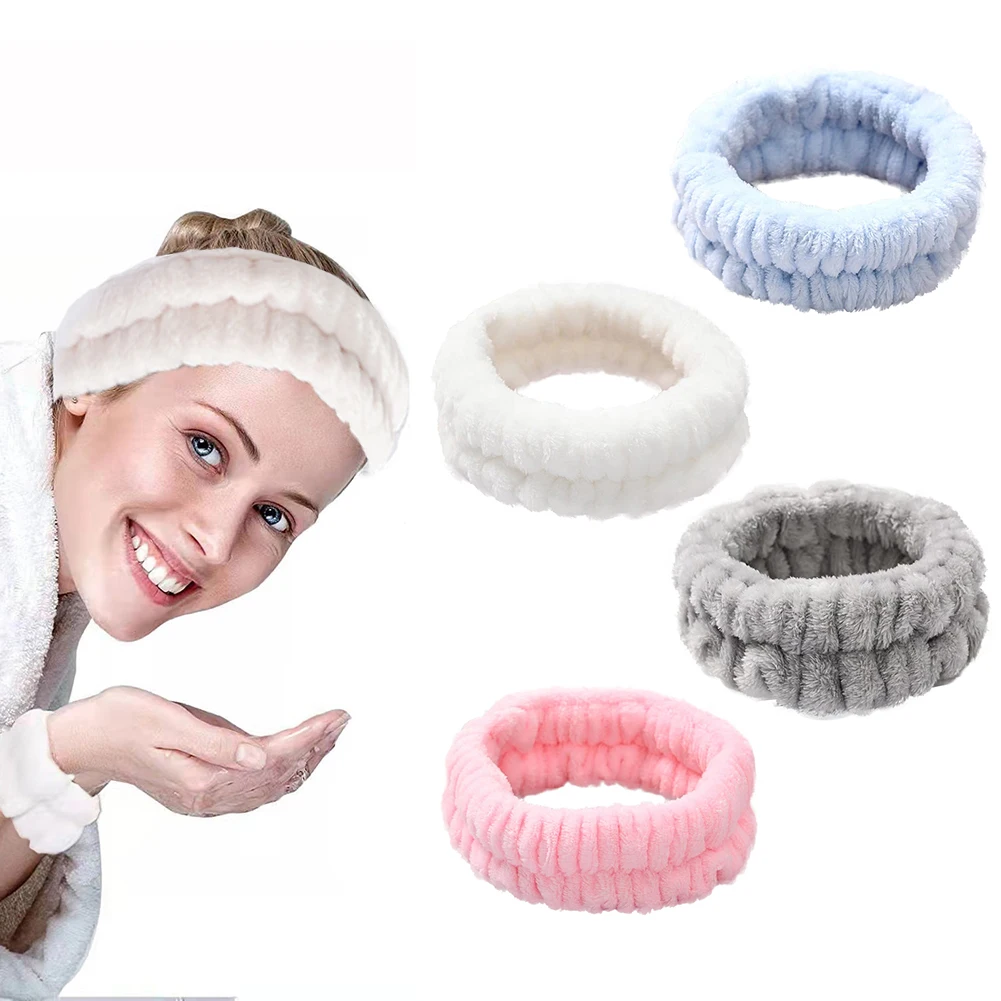 

Фланелевая повязка на голову для мытья лица, Мягкая повязка на руку для мытья лица, эластичная повязка для спа-процедур, Женская поглощающая...