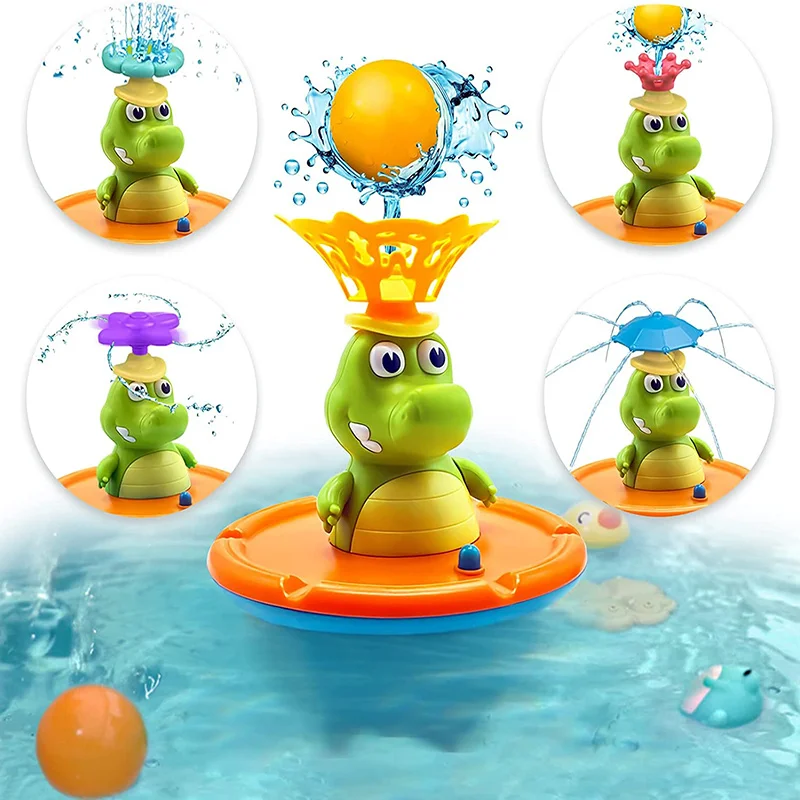 

Fountain Crocodile Bath Toys Fountain Crocodile with 5 Modes Rotating Spray Water with LED Light for 7Months+ Boys and Girls Toy