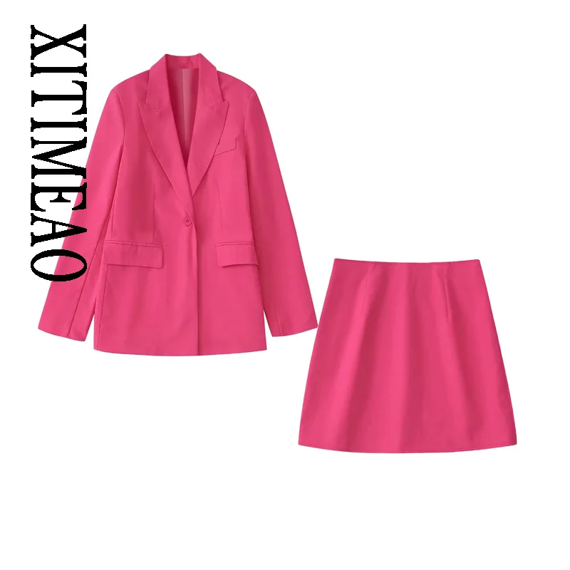 

XITIMEAO Women Fashion Front Button Blazer Coat Vintage Long Sleeve Flap Pockets Female Outerwear Chic Veste Femme