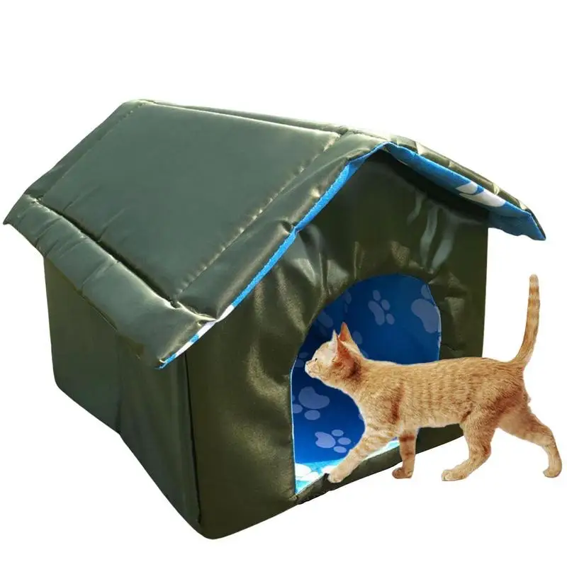 

Cat Canvas House Outdoor Cat House Four Season Pet Nest Kitten Shelter With Waterproof Canvas Roof Washable Cave House