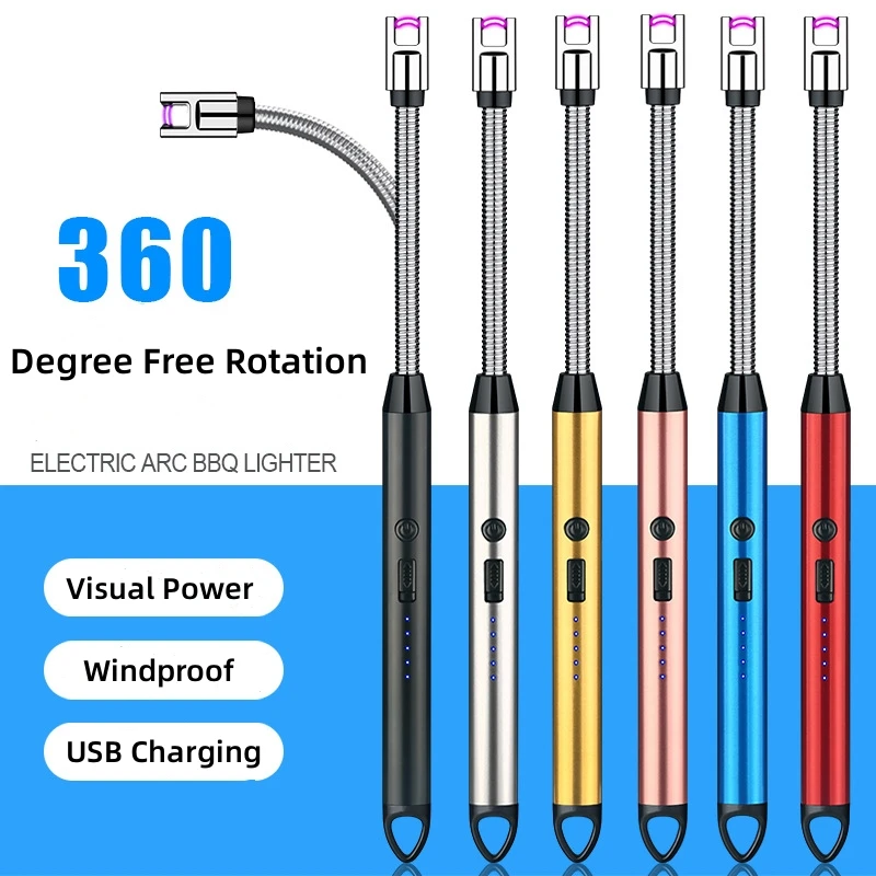 

Charging USB Electric Lighter Kitchen Barbecue Gas Stove Windproof Plasma Arc Lighter Outdoor Flameless Candle Unusual Lighter