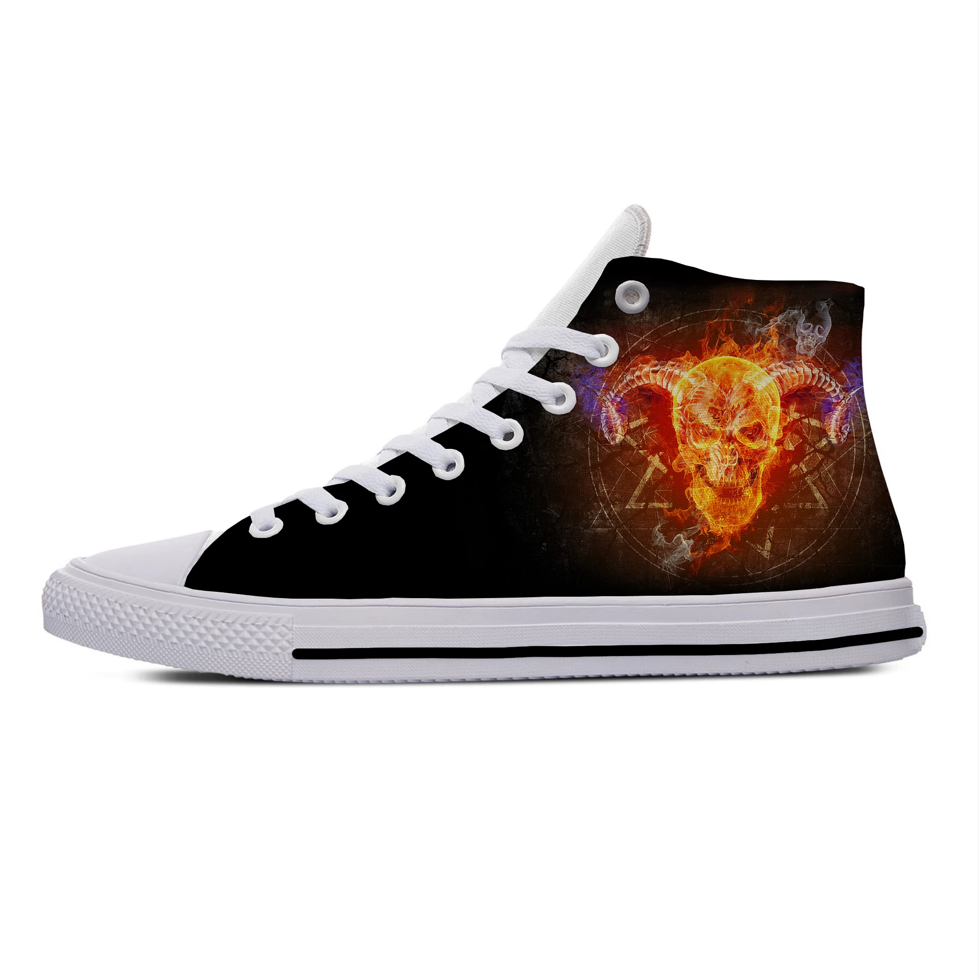 

Hot Summer Baphomet Lucifer Demon Death Evil Grim Reaper Casual Cloth Shoes High Top Board Shoes Men Women Classic Sneakers