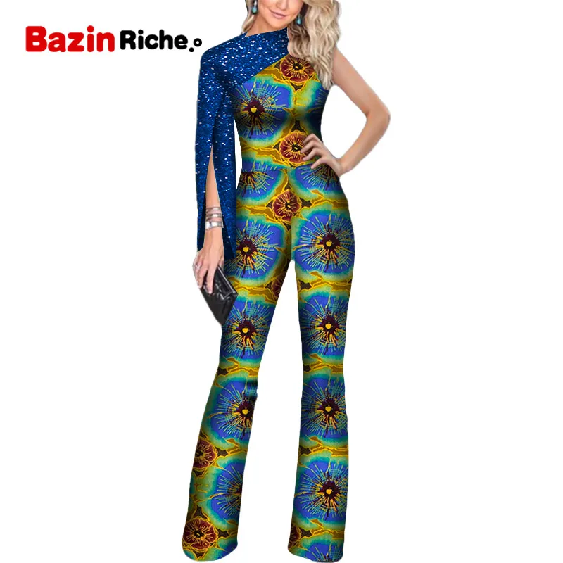 

African Jumpsuit for Elegant Lady Evening Dresses Wax Print Cotton Clothing WY7510