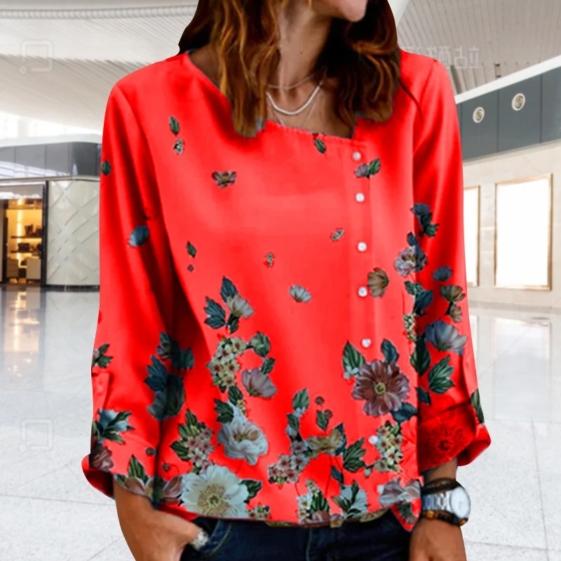 

Autumn Spring Women Blouses Vintage Tees Button Sexy Casual Befree Long Full Sleeve 5XL Big Large Tops Plus Sizes Shirts