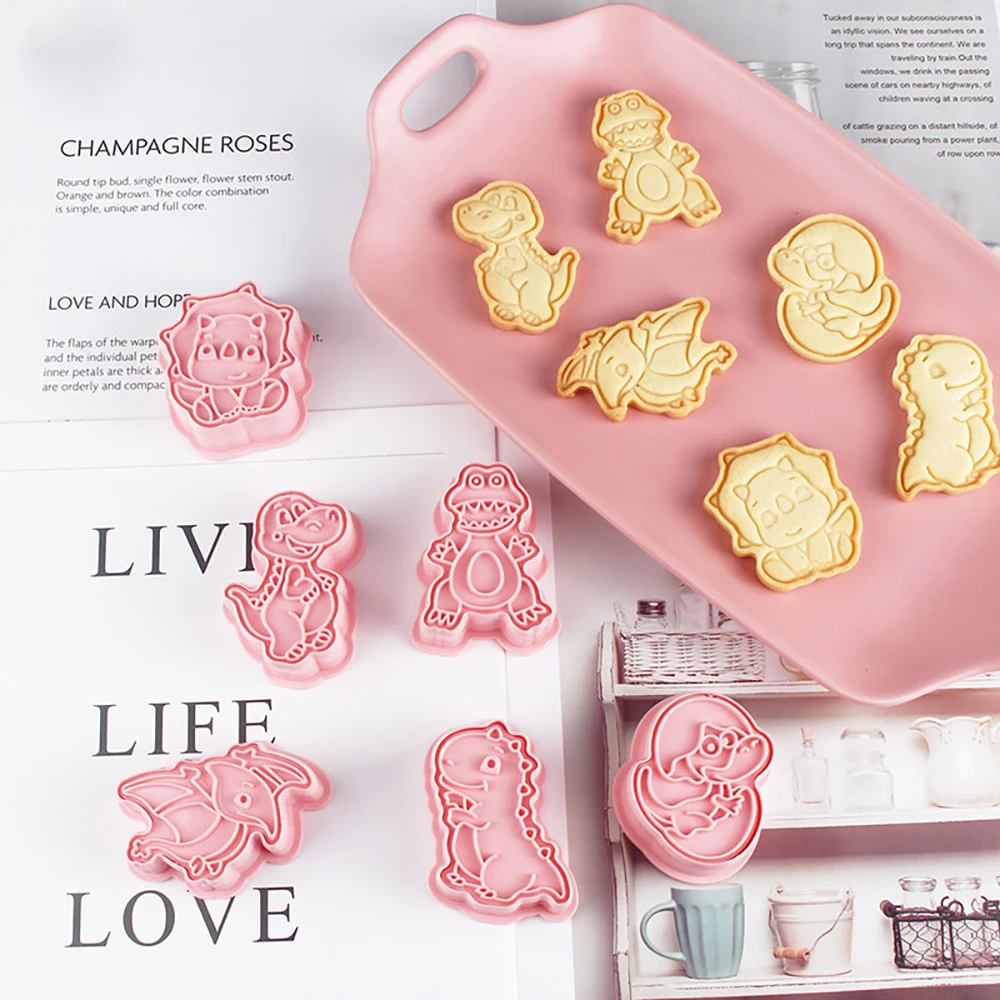 

6Pcs/set Dinosaur Cookies Cutters Mold Fondant Cutter Embossing Biscuit Mold Sugarcraft Dessert Baking Accessories Cookie Stamps