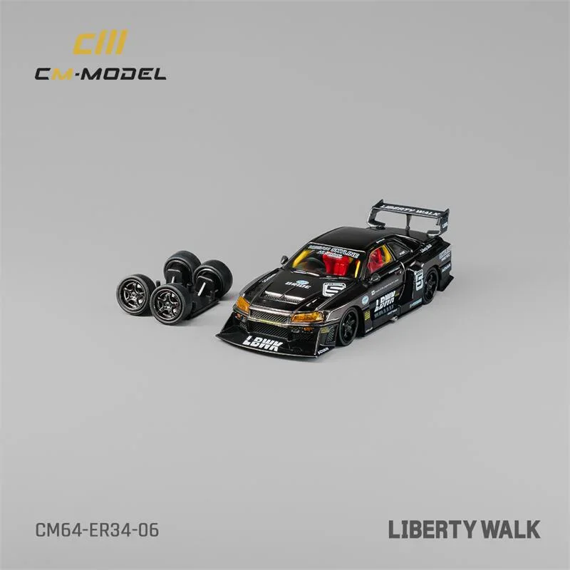 Модель автомобиля модель 1:64 LBWK ER34 супер силуэт хромированная серого цвета литой