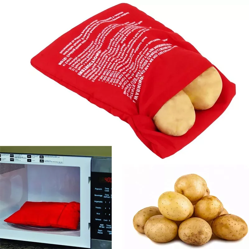 

Kitchen Microwave Baking Potato Bag Reusable Microwave Cooker Bag Quick Fast Baked Pouch Potato Bag Washable Fabric Cooker Bag