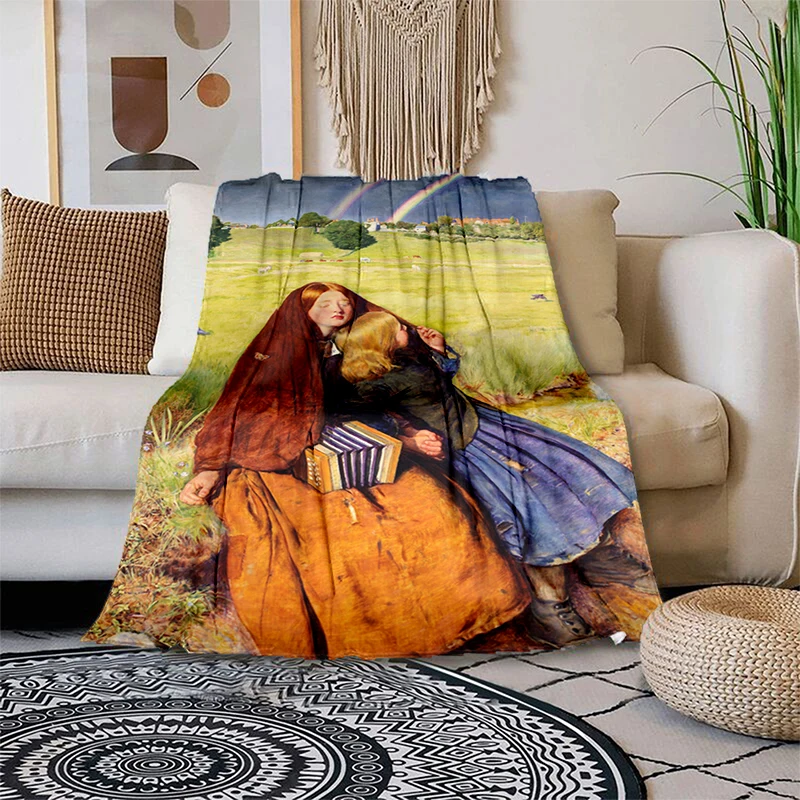 

Famous Paintings Art Printed Gedruckt Bettdecke Geschenk Modern Blanket Flannel Soft Plush Sofa Bed Throwing Noon Break Blankets