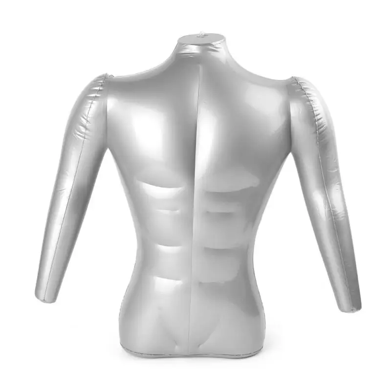 Male Inflatable mannequin Man Dummy Model PVC Plastic Shirt Silver Torso 1pc Clothes Fashion Half body Durable