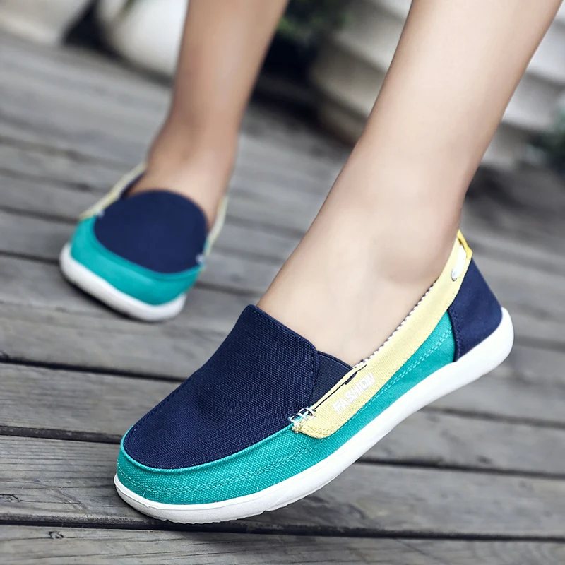 Women's Loafer Shoes Canvas Walking Shoes Fashion Casual Sneakers Comfortable Flats Slip-on Breathable Footwear