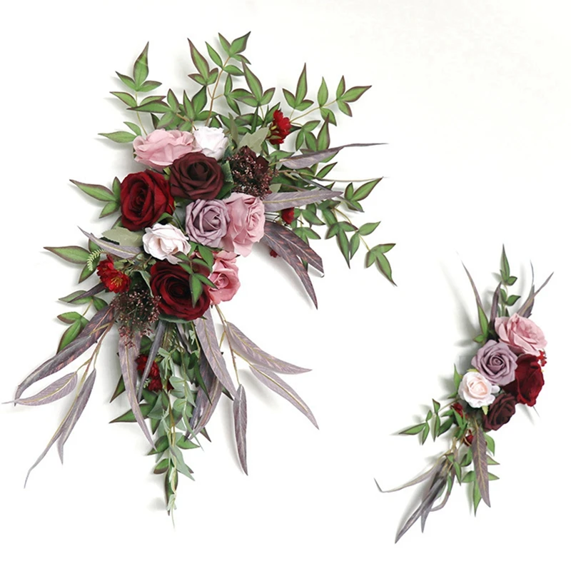 

2Pcs Wedding Arch Decoration Corner Flower Home Party Wedding Arrangement Arch Decoration Artificial Flower Row