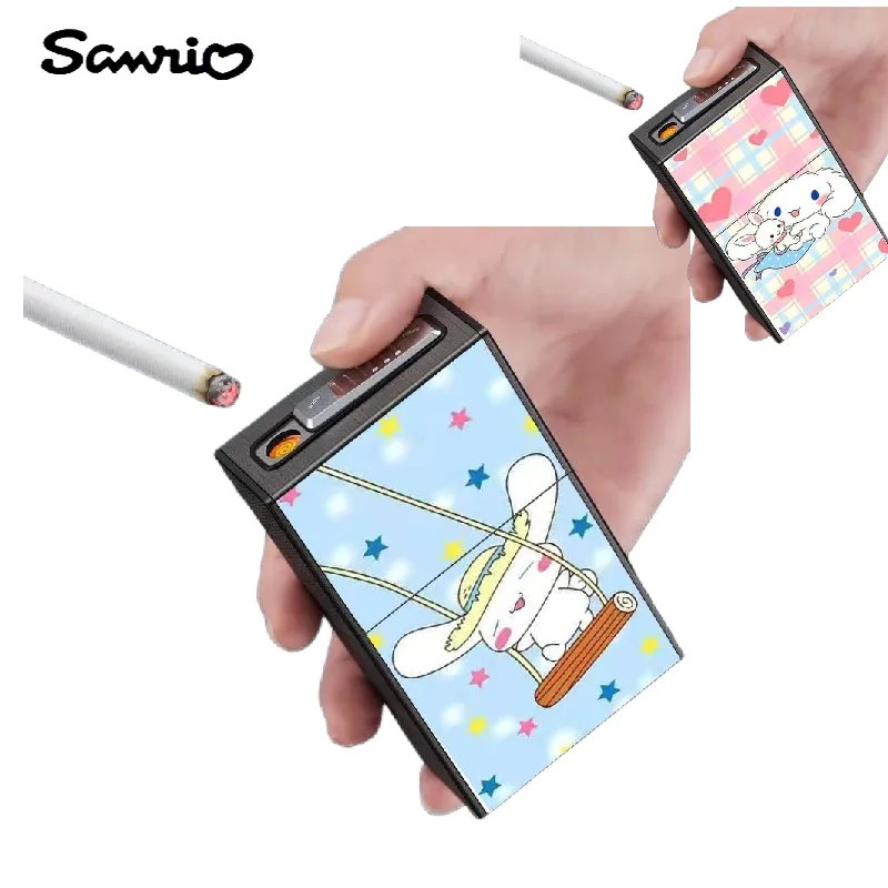 

Cinnamoroll cute kawaii rechargeable lighter slide cartoon Sanrio cigarette case babes hidden smoke artifact smoking set gift