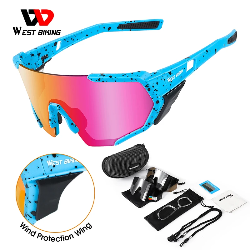 

WEST BIKING Cycling Sunglasses 3 Lenses Men MTB Polarized Cycling Glasses Pro Outdoor Sports Gradient Bicycle Goggles