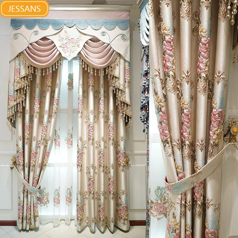 

Factory Direct Sales Oushixueniergao Precision Jacquard Curtains for Living Room Bedroom Balcony High Shade Curtains
