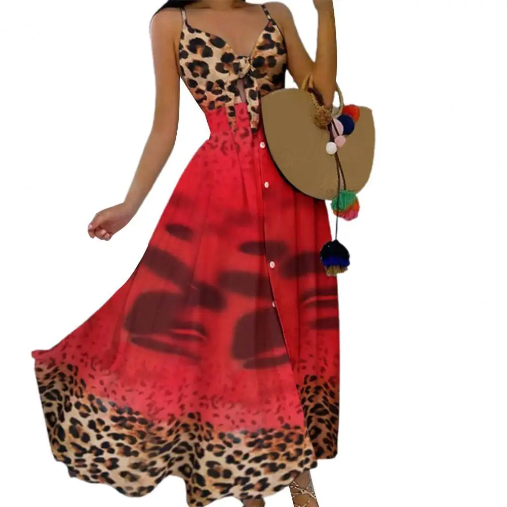 

Maxi Dress for Woemn 2022 Summer Sexy High Waist Floor-length V-Neck Single-breasted Retro Printed Long Dress Women for Beach