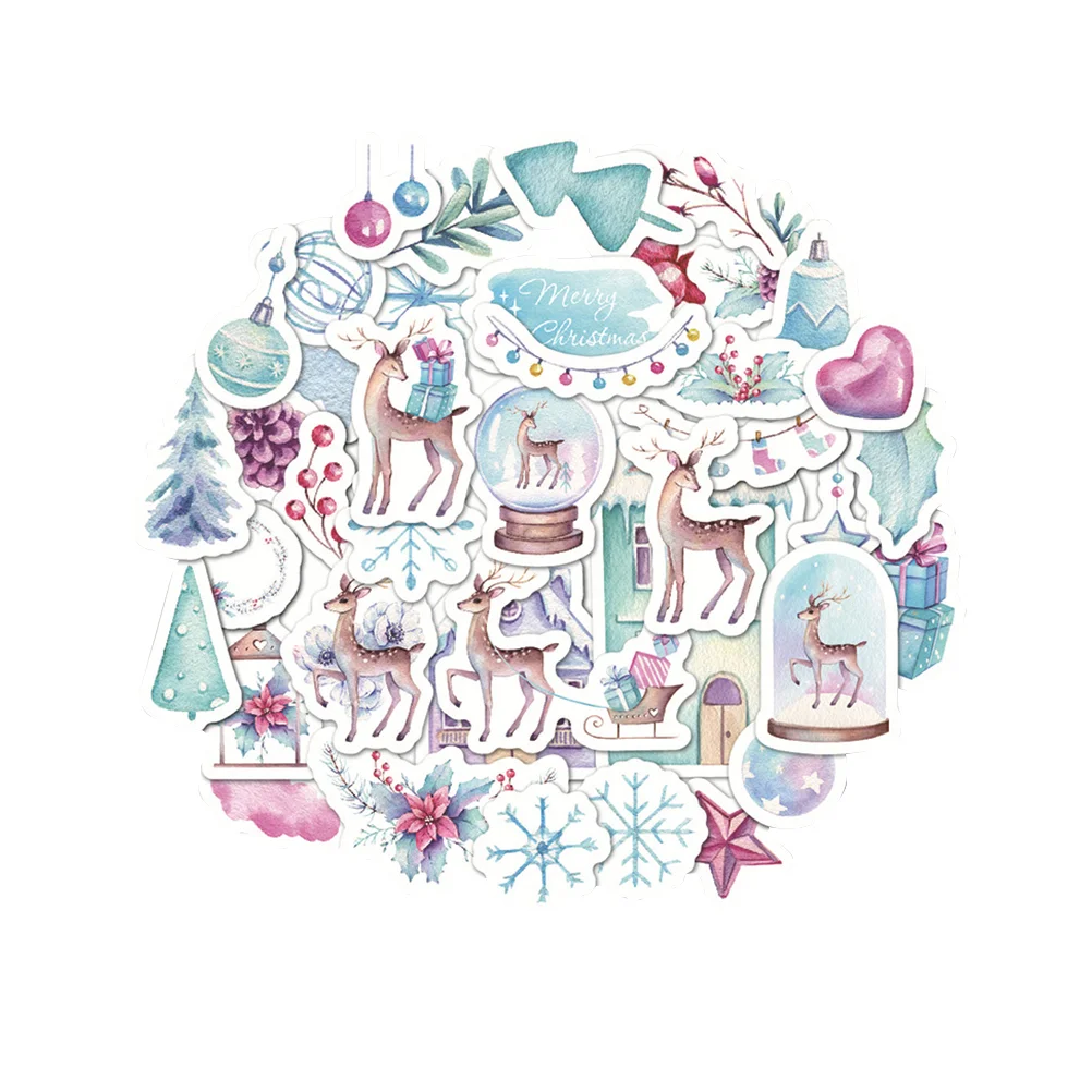 

40 Pcs DIY Creative Washi Paper Sticker Winter Chirstmas Deer Decoration Decals for Envelope Daily Planner Album Scrapbook Art