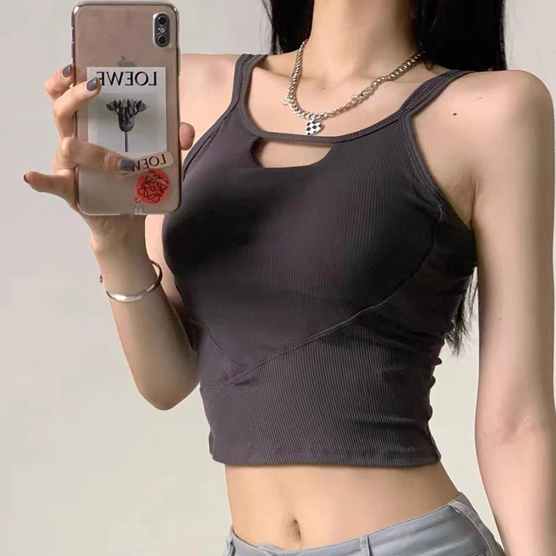 Спортивная майка с полыми подтяжками женские цельные подушечками для