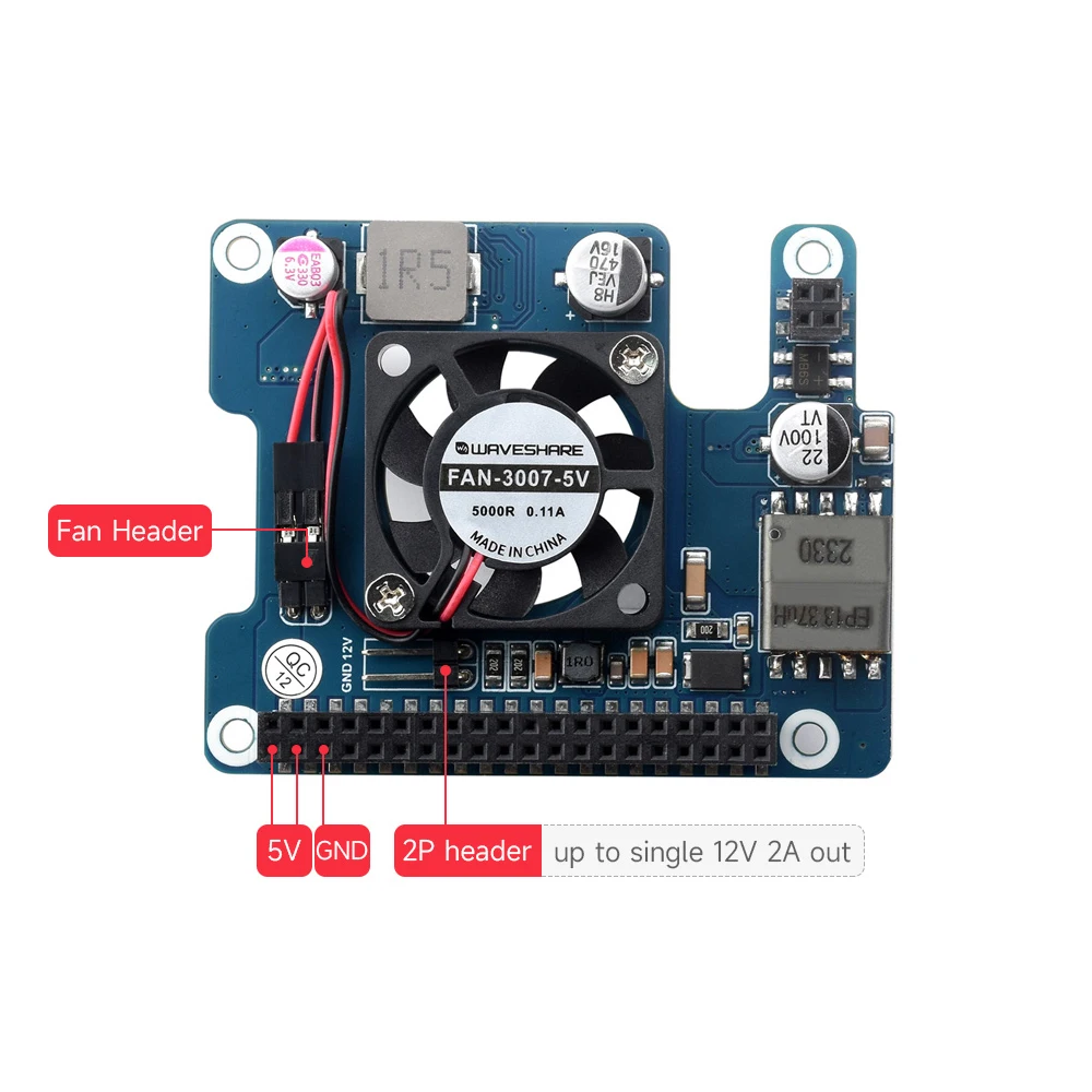5V 12V PoE for PI5 Raspberry Pi 5 Expansion Board HAT Kit RasPi RPI Fan Cooling Heatsink Module