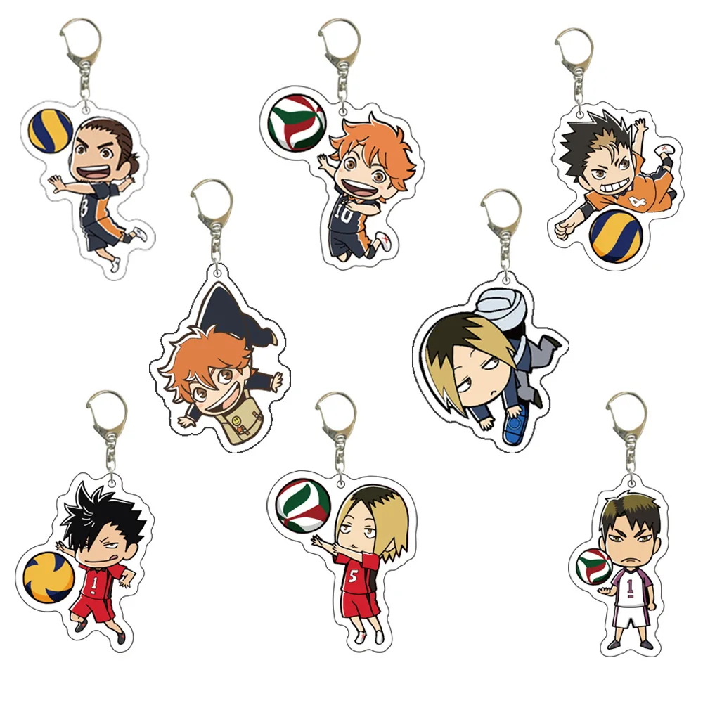 Haikyuu Volleyball Junior Anime Keychain For Women Men Acrylic Zinc Key Holder Jewelry Key Chain Pendants Wholesale