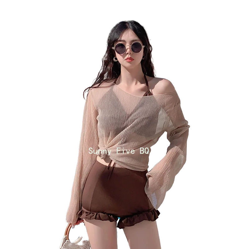 Новинка 2022 комплекты бикини аксессуары для плавания из трех предметов женское