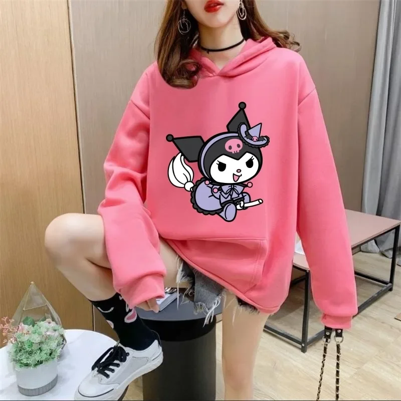 

Anime Sanrio Kawaii Kuromi Hoodies Cute Sweater Casual Fashion Outer Loose Comfortable Printing Clothing Tops Women MenGift