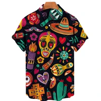 harajuku shirt for men skull 3d printed fashion stree hawaiian mens blouse loose casual beach vintage oversized shirts clothing