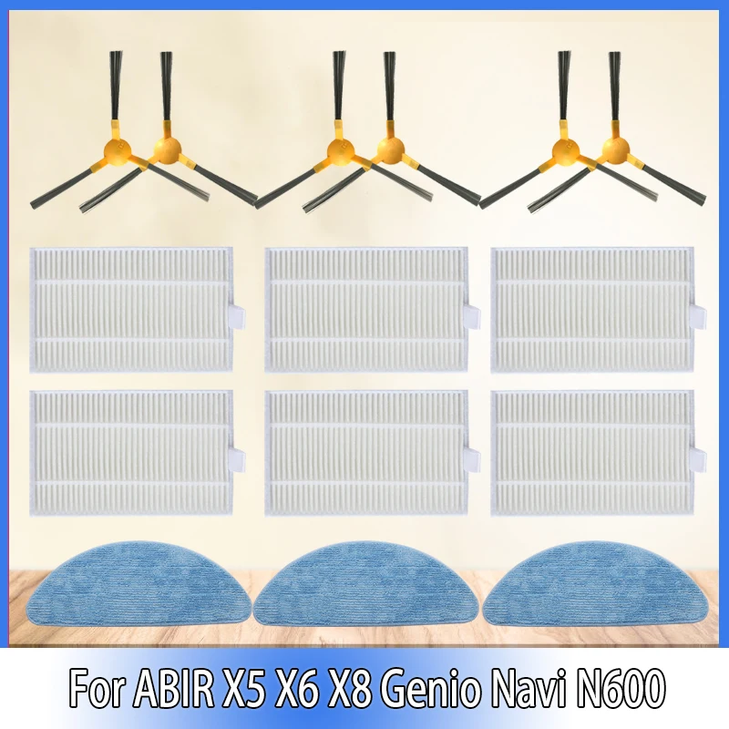 

Side Brush Hepa Filter Spare For ABIR X5 X6 X8 Genio Navi N600 Robotic Vacuum Cleaner Replacement Spare Parts Accessories