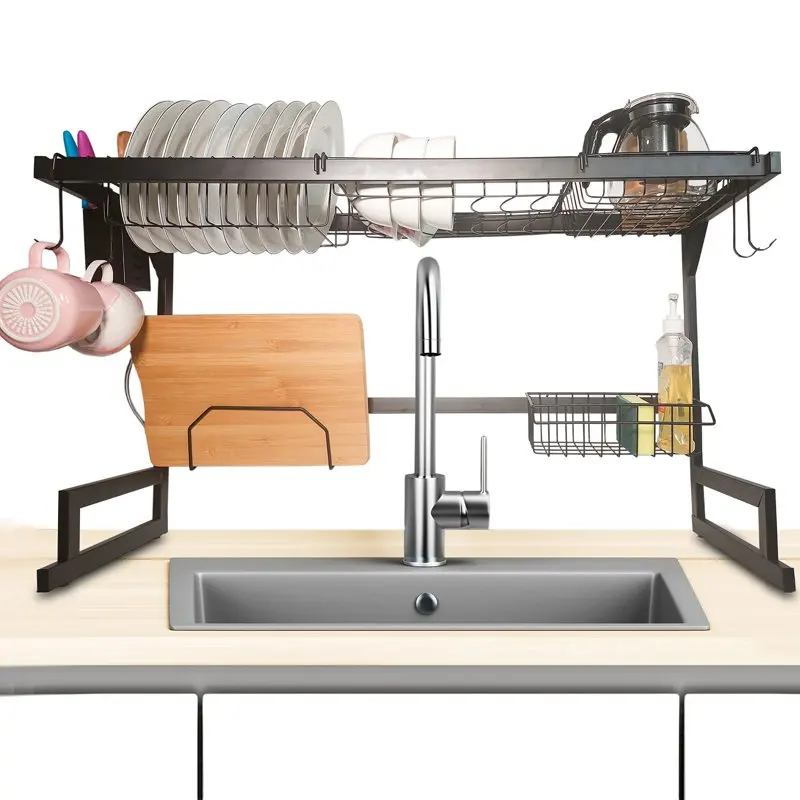 

2-Tier Dish Drying Rack Over The Sink - Adjustable Length 34” - 42”