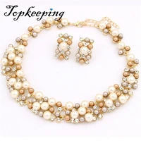imitation pearl earring necklace set charm bridal women engagement